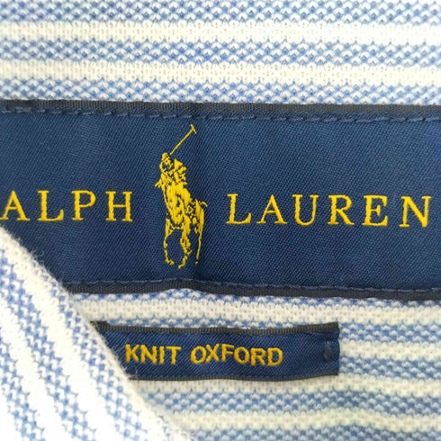 ラルフローレン RALPH LAUREN KNIT OXFORD 総柄ランダム刺繍ストライプ S/S BDポロシャツ メンズ import:XL